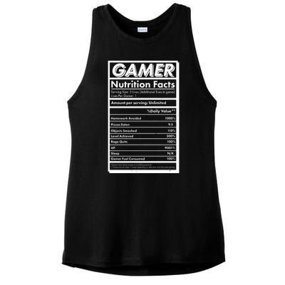 Funny Gamer Nutrition Facts Ladies PosiCharge Tri-Blend Wicking Tank