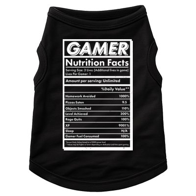 Funny Gamer Nutrition Facts Doggie Tank