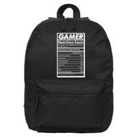 Funny Gamer Nutrition Facts 16 in Basic Backpack