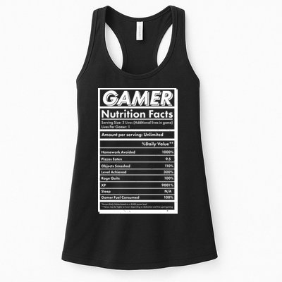 Funny Gamer Nutrition Facts Womens Tank Top
