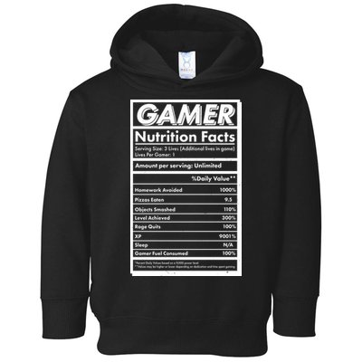 Funny Gamer Nutrition Facts Toddler Hoodie