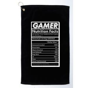 Funny Gamer Nutrition Facts Platinum Collection Golf Towel