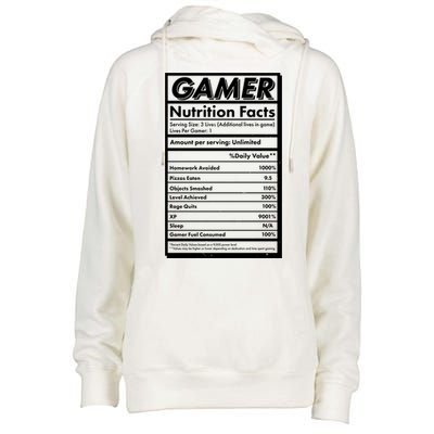 Funny Gamer Nutrition Facts Womens Funnel Neck Pullover Hood