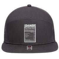 Funny Gamer Nutrition Facts 7 Panel Mesh Trucker Snapback Hat