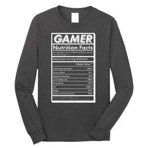 Funny Gamer Nutrition Facts Long Sleeve Shirt