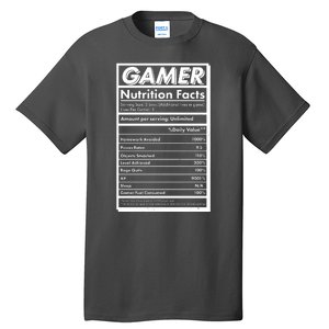 Funny Gamer Nutrition Facts Tall T-Shirt