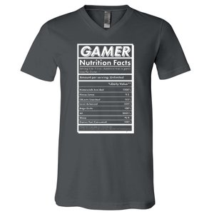 Funny Gamer Nutrition Facts V-Neck T-Shirt