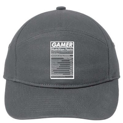 Funny Gamer Nutrition Facts 7-Panel Snapback Hat