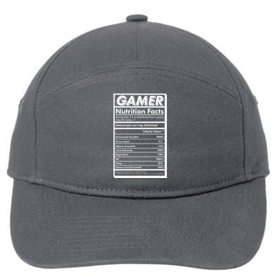 Funny Gamer Nutrition Facts 7-Panel Snapback Hat