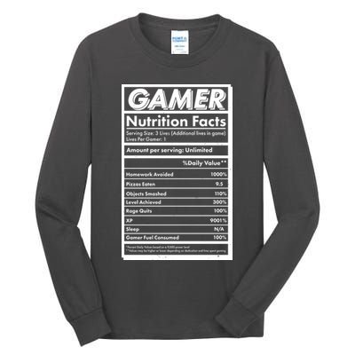 Funny Gamer Nutrition Facts Tall Long Sleeve T-Shirt