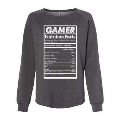 Funny Gamer Nutrition Facts Womens California Wash Sweatshirt