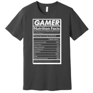 Funny Gamer Nutrition Facts Premium T-Shirt