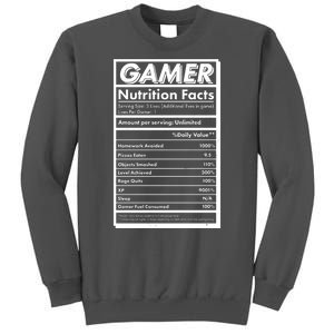 Funny Gamer Nutrition Facts Tall Sweatshirt