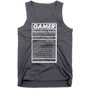 Funny Gamer Nutrition Facts Tank Top