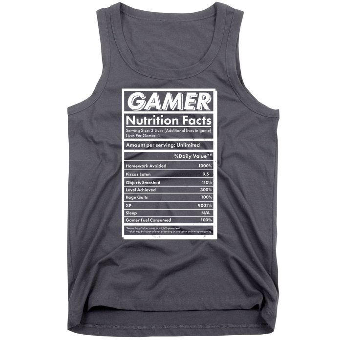 Funny Gamer Nutrition Facts Tank Top