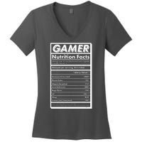 Funny Gamer Nutrition Facts Women's V-Neck T-Shirt