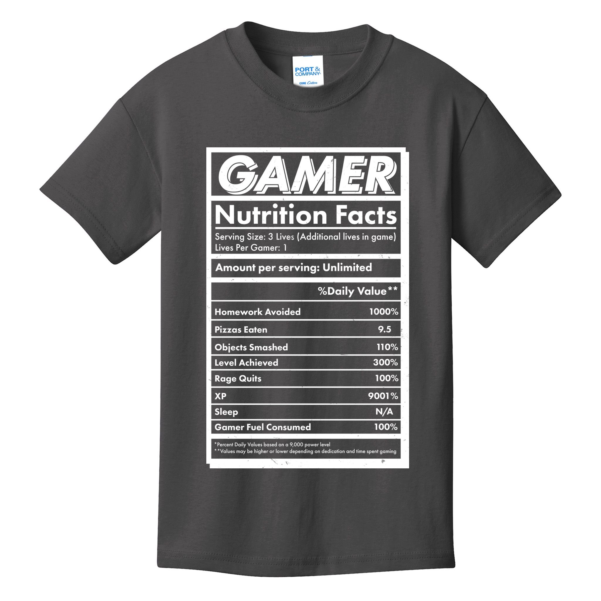 Funny Gamer Nutrition Facts Kids T-Shirt