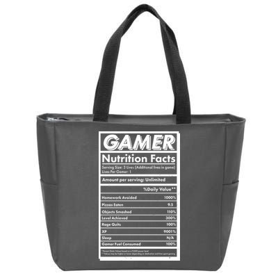 Funny Gamer Nutrition Facts Zip Tote Bag