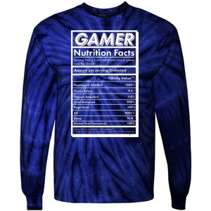 Funny Gamer Nutrition Facts Tie-Dye Long Sleeve Shirt