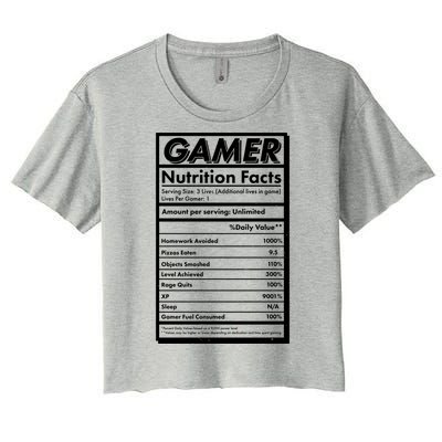 Funny Gamer Nutrition Facts Women's Crop Top Tee