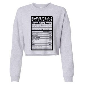 Funny Gamer Nutrition Facts Cropped Pullover Crew