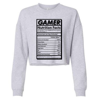 Funny Gamer Nutrition Facts Cropped Pullover Crew