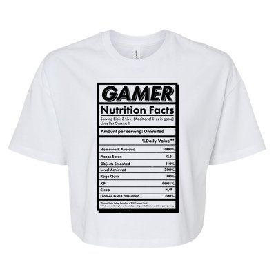 Funny Gamer Nutrition Facts Bella+Canvas Jersey Crop Tee