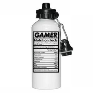 Funny Gamer Nutrition Facts Aluminum Water Bottle