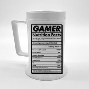 Funny Gamer Nutrition Facts Beer Stein