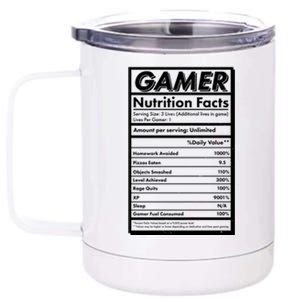 Funny Gamer Nutrition Facts 12 oz Stainless Steel Tumbler Cup