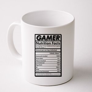 Funny Gamer Nutrition Facts Coffee Mug