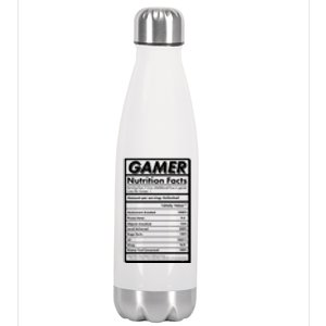 Funny Gamer Nutrition Facts Stainless Steel Insulated Water Bottle