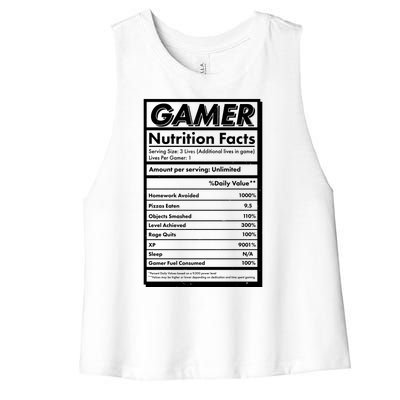 Funny Gamer Nutrition Facts Women's Racerback Cropped Tank