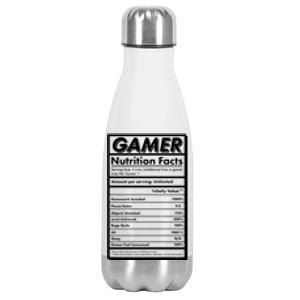 Funny Gamer Nutrition Facts Stainless Steel Insulated Water Bottle