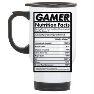 Funny Gamer Nutrition Facts Stainless Steel Travel Mug