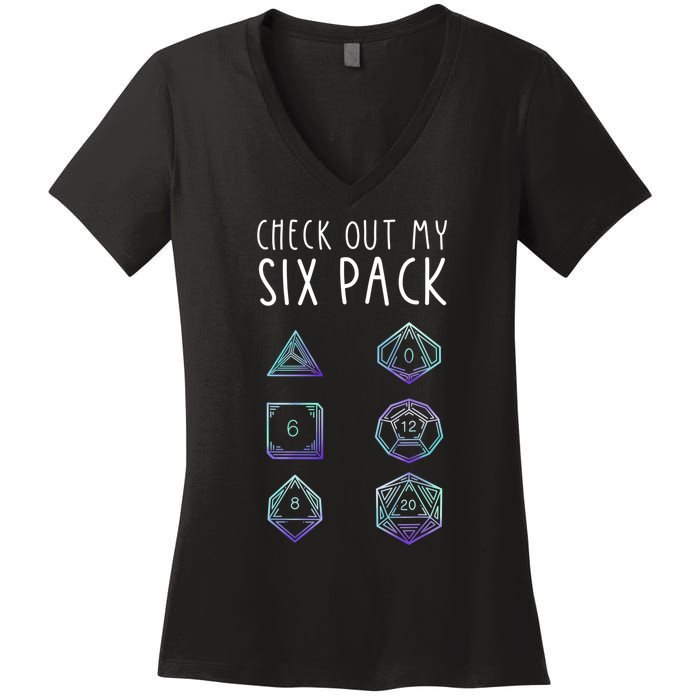 Funny Gamer Nerdy Gamer Check Out Six Pack Women's V-Neck T-Shirt