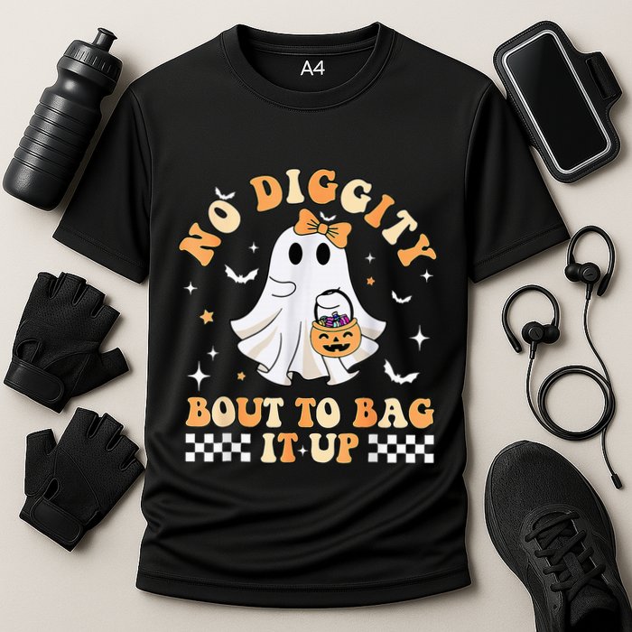 Funny Ghost No Diggity Bout To Bag It Up Spooky Halloween Performance Shirt