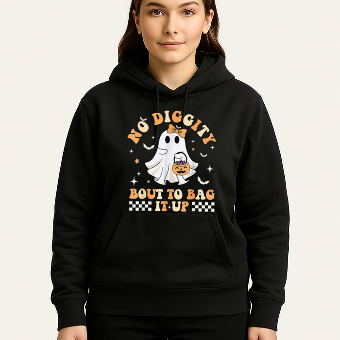 Funny Ghost No Diggity Bout To Bag It Up Spooky Halloween Hoodie