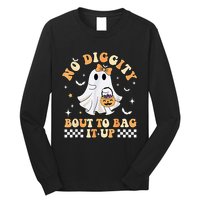 Funny Ghost No Diggity Bout To Bag It Up Spooky Halloween Long Sleeve Shirt