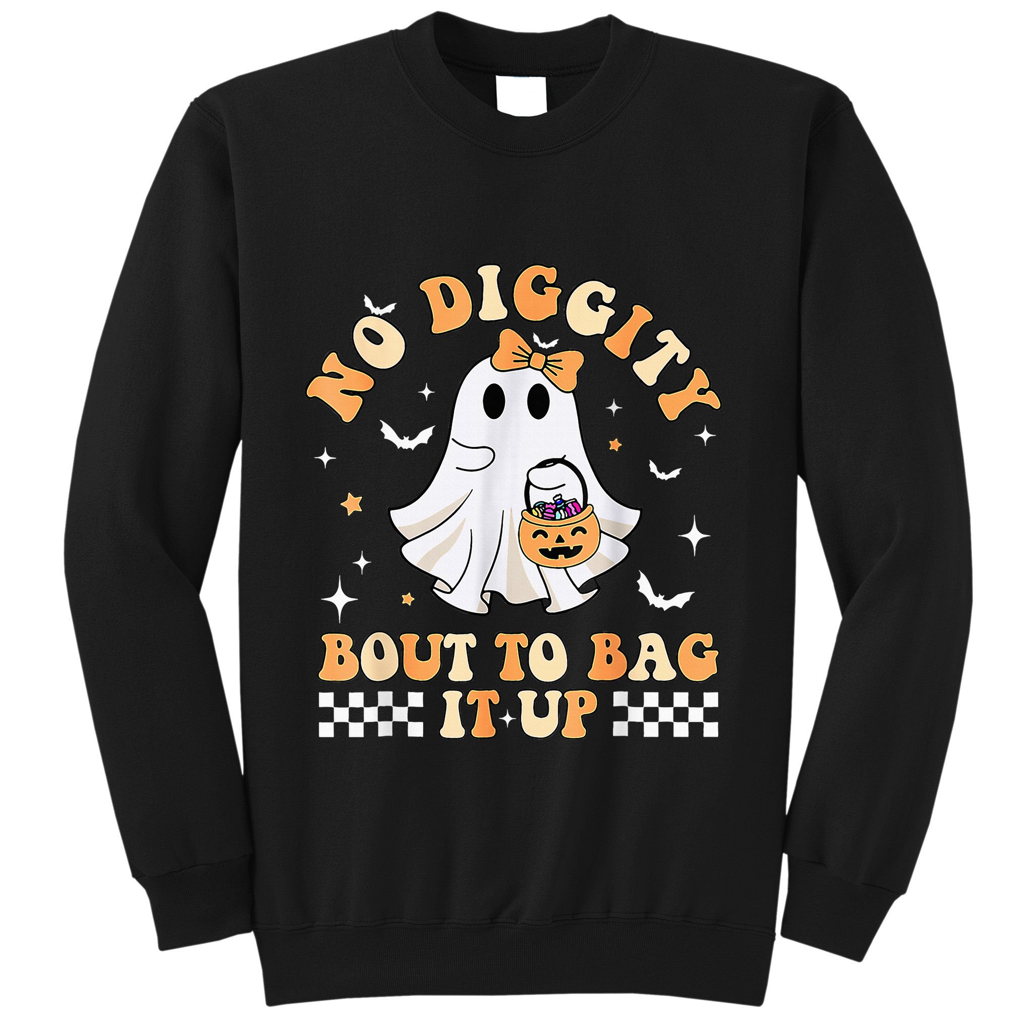 Funny Ghost No Diggity Bout To Bag It Up Spooky Halloween Sweatshirt