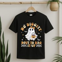 Funny Ghost No Diggity Bout To Bag It Up Spooky Halloween T-Shirt