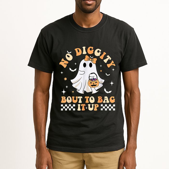 Funny Ghost No Diggity Bout To Bag It Up Spooky Halloween Tall T-Shirt
