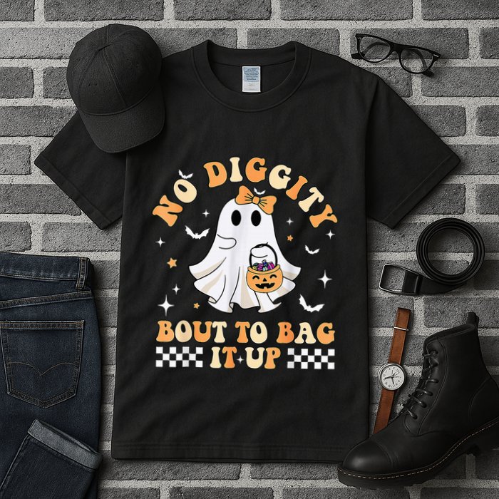 Funny Ghost No Diggity Bout To Bag It Up Spooky Halloween Tall T-Shirt