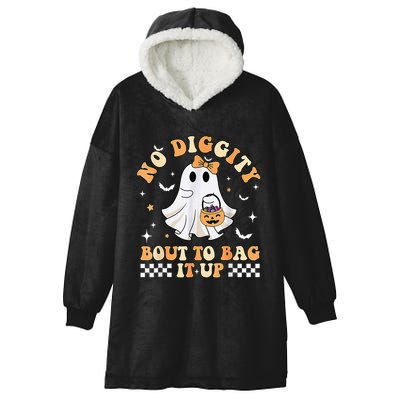 Funny Ghost No Diggity Bout To Bag It Up Spooky Halloween Hooded Wearable Blanket