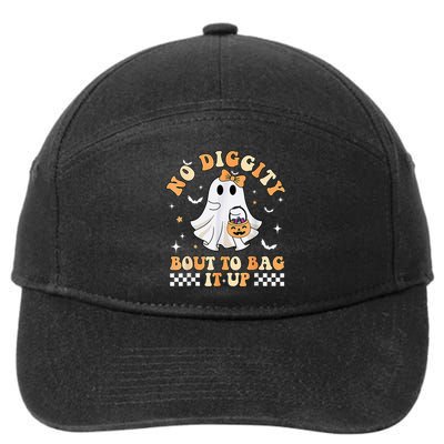 Funny Ghost No Diggity Bout To Bag It Up Spooky Halloween 7-Panel Snapback Hat