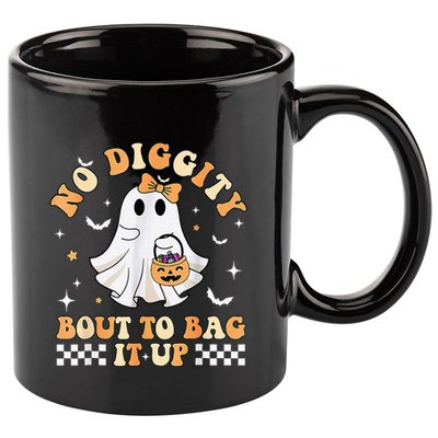 Funny Ghost No Diggity Bout To Bag It Up Spooky Halloween 11oz C Handle Ceramic Mug