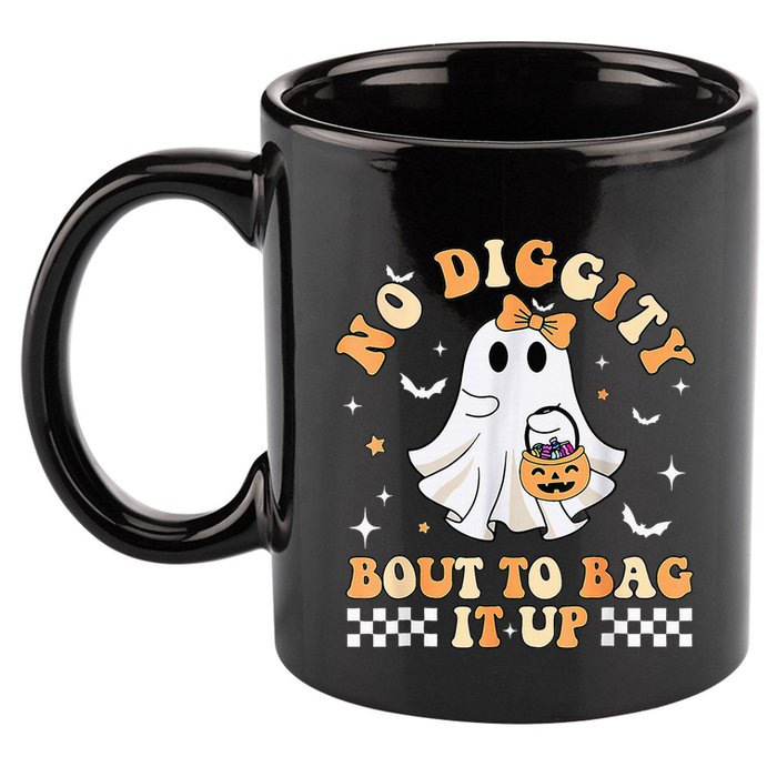 Funny Ghost No Diggity Bout To Bag It Up Spooky Halloween 11oz C Handle Ceramic Mug