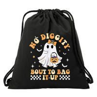 Funny Ghost No Diggity Bout To Bag It Up Spooky Halloween Drawstring Bag