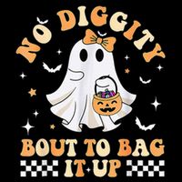 Funny Ghost No Diggity Bout To Bag It Up Spooky Halloween Drawstring Bag