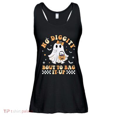 Funny Ghost No Diggity Bout To Bag It Up Spooky Halloween Ladies Essential Flowy Tank